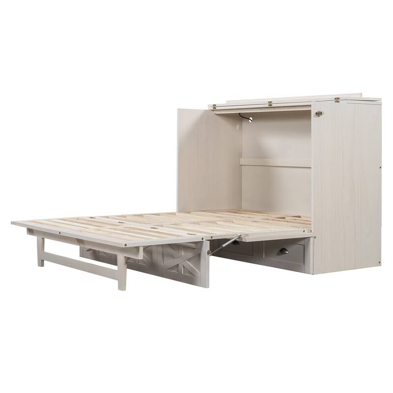Full Size Modern Style Murphy Bed with Large Versatile Storage Drawers for Bedroom