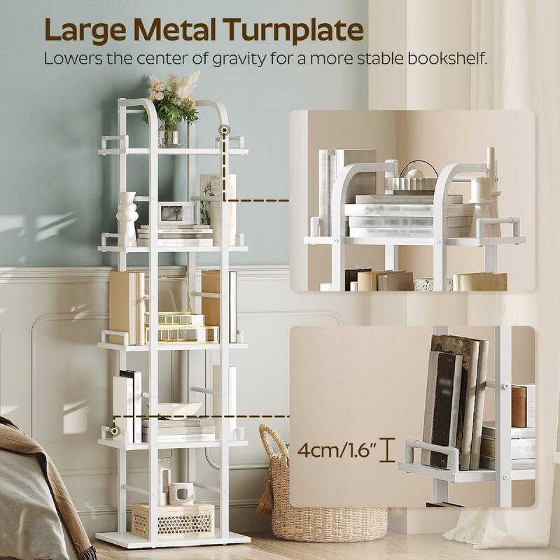 Rotating Bookshelf - 15"D x 9.4"W x 56.3"H