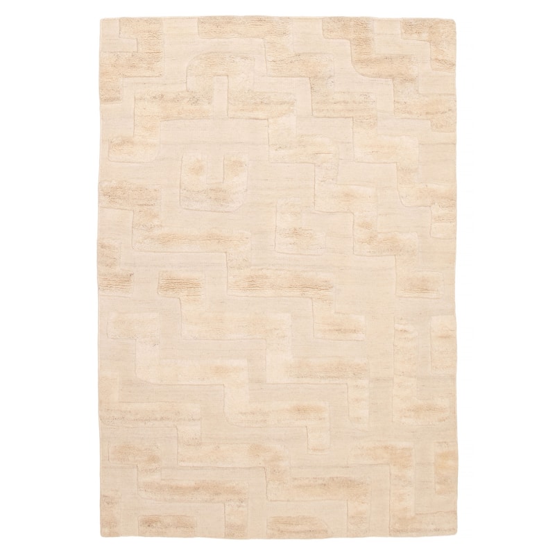 ECARPETGALLERY Hand-knotted Tangier Cream Wool Rug - 6'0 x 9'1 - Cream - 6'0 x 9'1