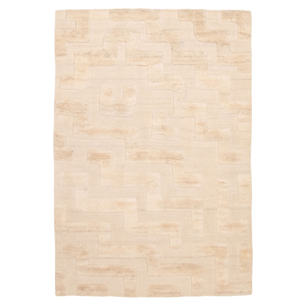 ECARPETGALLERY Hand-knotted Tangier Cream Wool Rug - 6'0 x 9'1