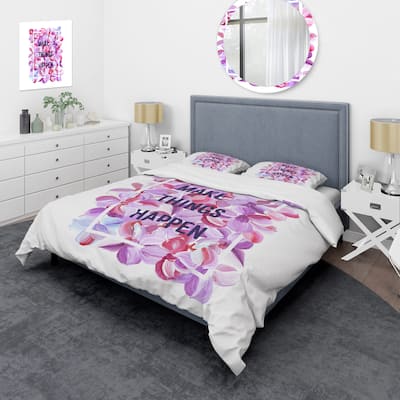 Designart 'Make Things Happen' Traditional Duvet Cover Set