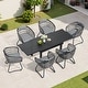 preview thumbnail 24 of 50, 5/7/11-Piece Set Outdoor Aluminum Extendable Patio Dining Set Rectangle Table with Rattan Chairs Grey - 82.68 in Table - 7pcs Set