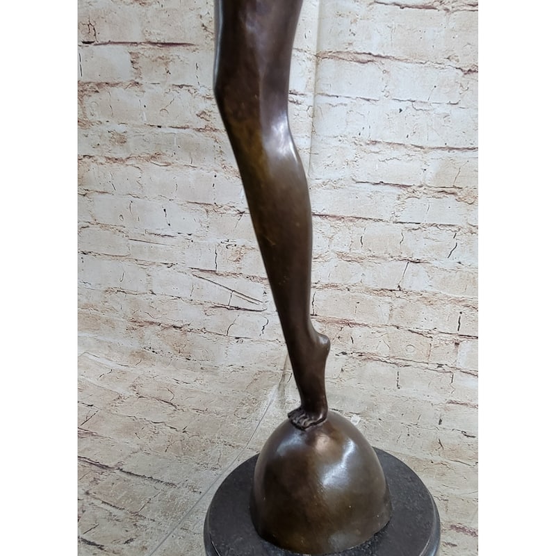 Art Deco Flapper Dancer Girl Bronze Statue Sculpture Decor By Demetre Chiparus On Marble Base