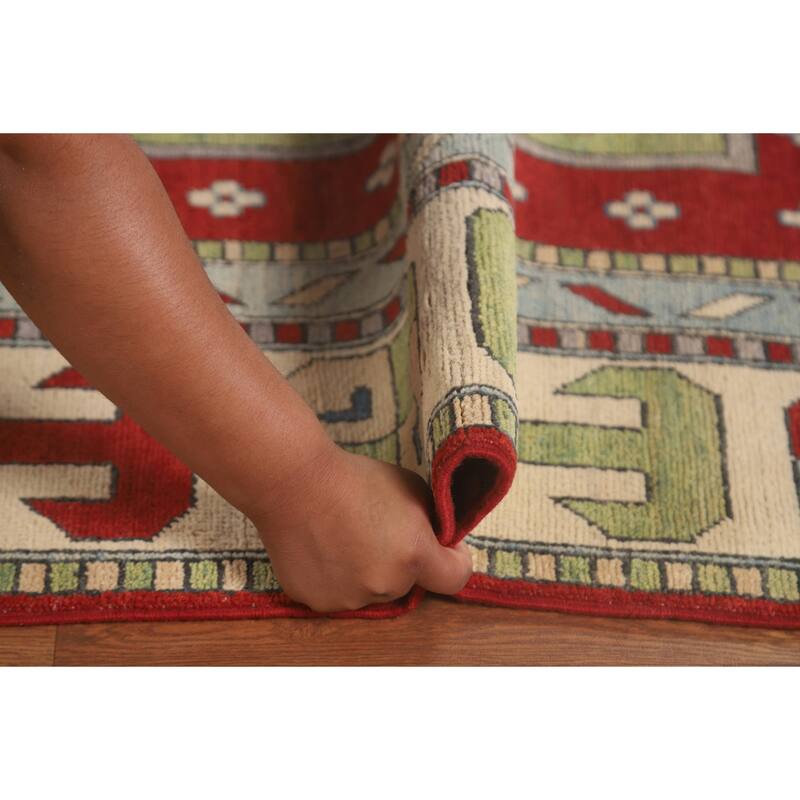 Light Green Kazak Oriental Area Rug Hand-Knotted Wool Carpet - 8'6"x 11'7"