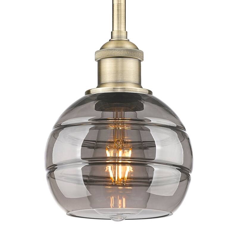 Innovations Lighting 616-1S 7 6 Rochester Pendant Rochester 6" Wide - Antique Brass / Light Smoke