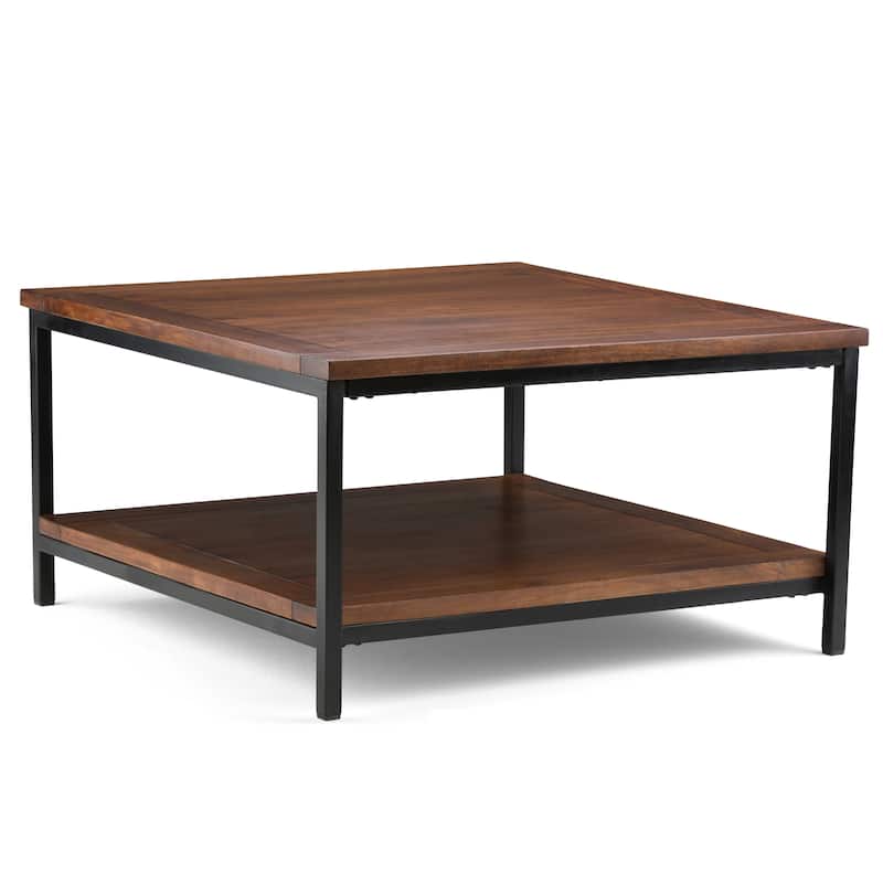 WYNDENHALL Rhonda Solid Mango Wood & Metal Industrial Coffee Table - 34 W x 34 D x 18 H
