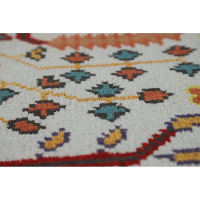 Hand Knotted Oriental 100% Wool Carpet Transitional Floral Navy Blue & Blues Oushak Area Rug - 5' 11'' X 4' 0''
