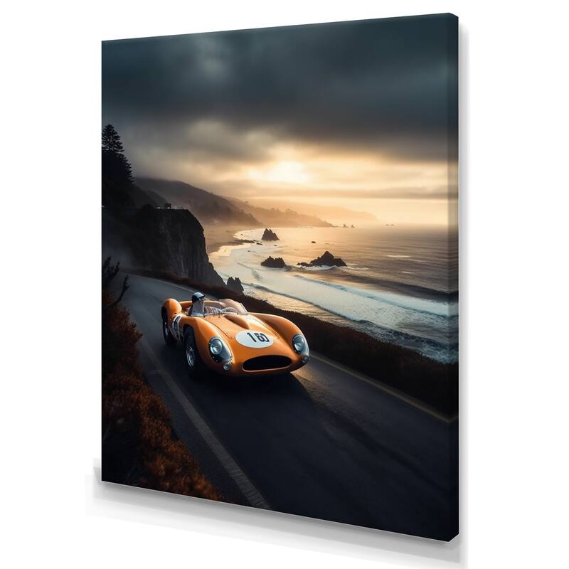 Designart "Orange And Black Artistic Tributes To Retro Cars" Retro Car Canvas Art Print