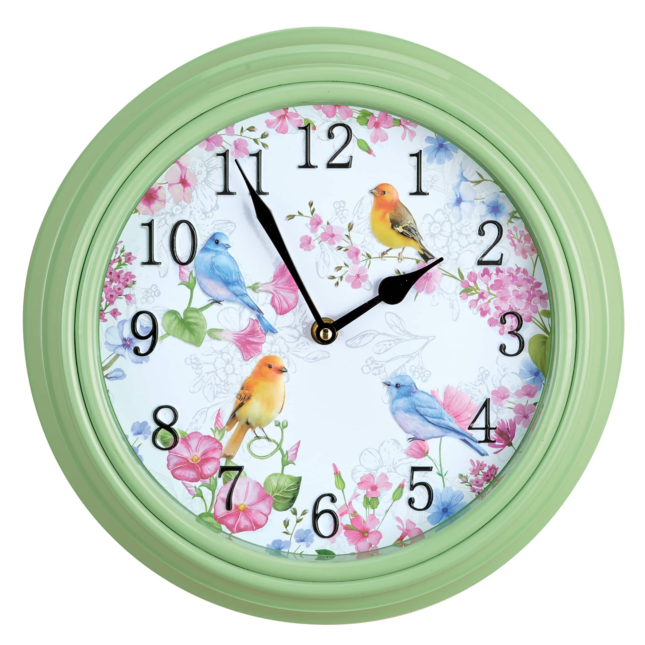Colorful Spring Birds and Flowers Wall Clock - 11.75 x 11.75 x 1.87 ...