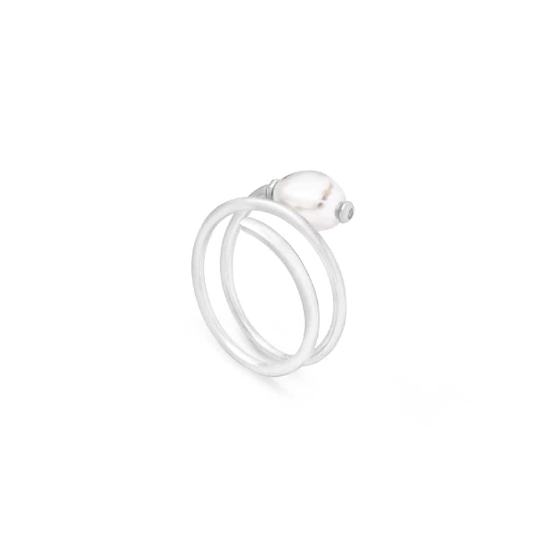 Kendra Scott Jayla Bright Silver Plated Brass And Baroque Pearl Ring