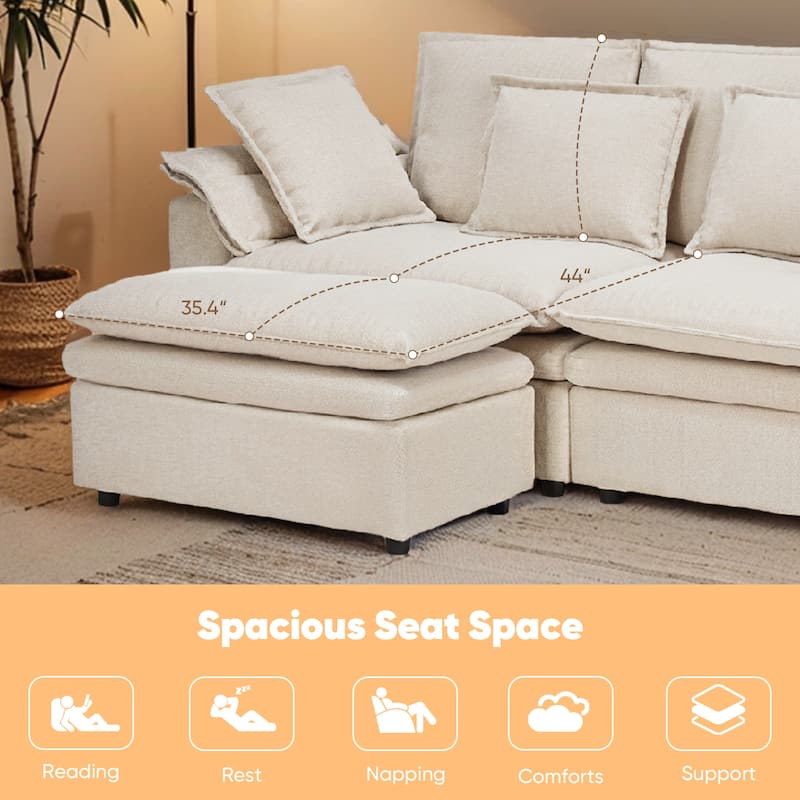 Pocassy 87" Sofa Cloud Couch with 4 Throw Pillows