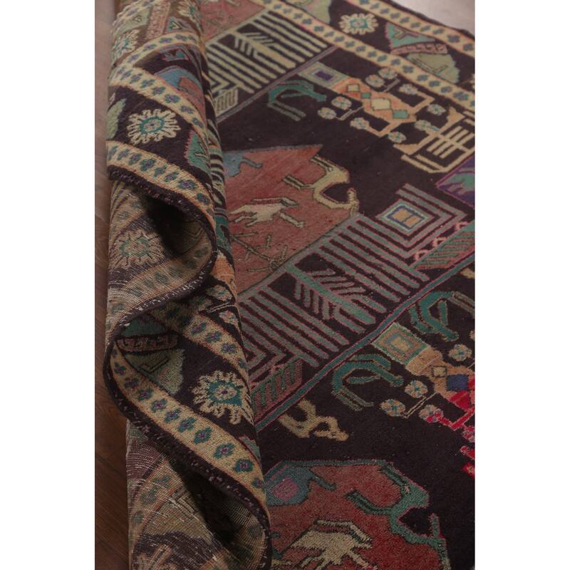 Over-Dyed Ardebil Persian Vintage Area Rug Handmade Wool Carpet - 4'10" x 9'7"