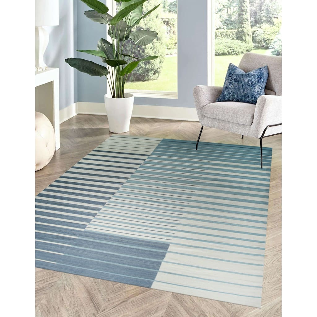Multicolored Modern Transitional Flat Modern Weave Area Rug, Elegant Handcrafted Soft Texture for Home Interiors - L