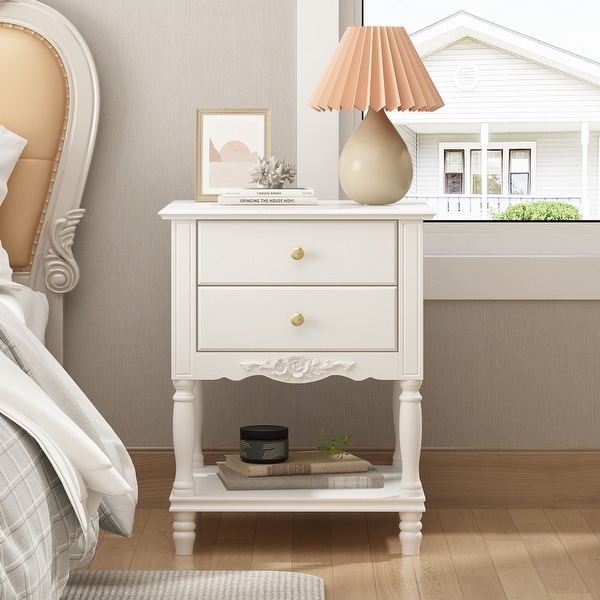 Rustic Farmhouse Accent End Table Nightstand Side Tables White Lacquer On Sale Bed Bath Beyond 36805598