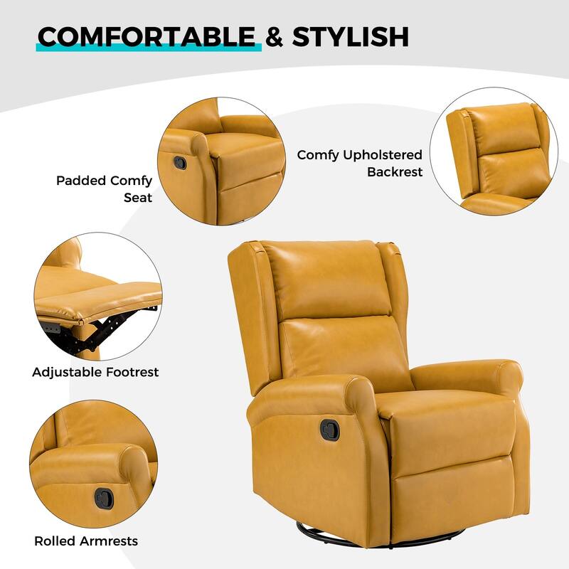 Baksoho Contemporary Faux Leather Swivel Nursery Chair with Metal Base by HULALA HOME