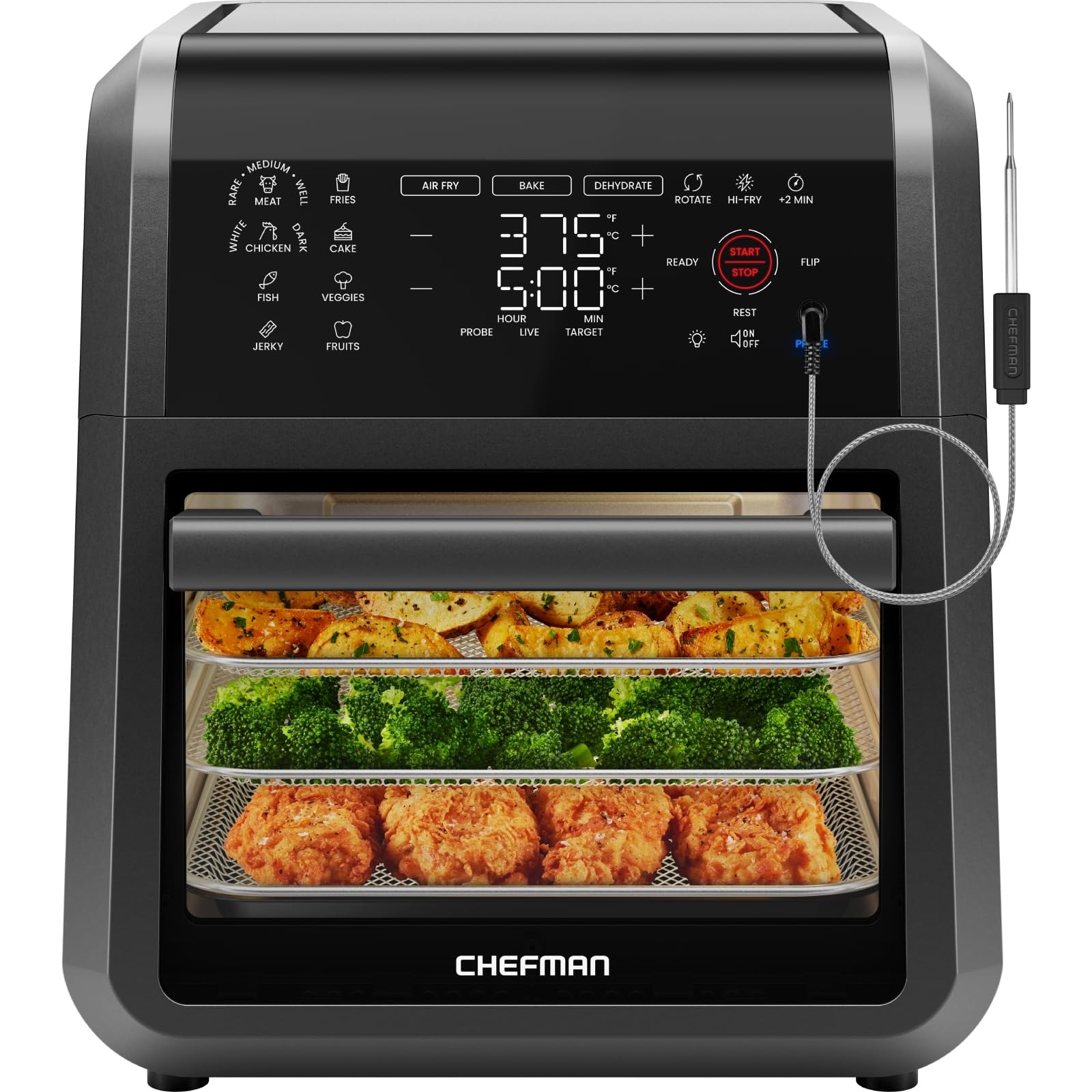 Air Fryer Toaster Oven, 1700w High Power AirFryer Dehydrator Combo