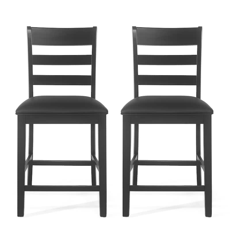 Benner Farmhouse Upholstered Wood Counter Stools (Set of 2) by Christopher Knight Home - 20.00" L x 22.50" W x 41.34" H