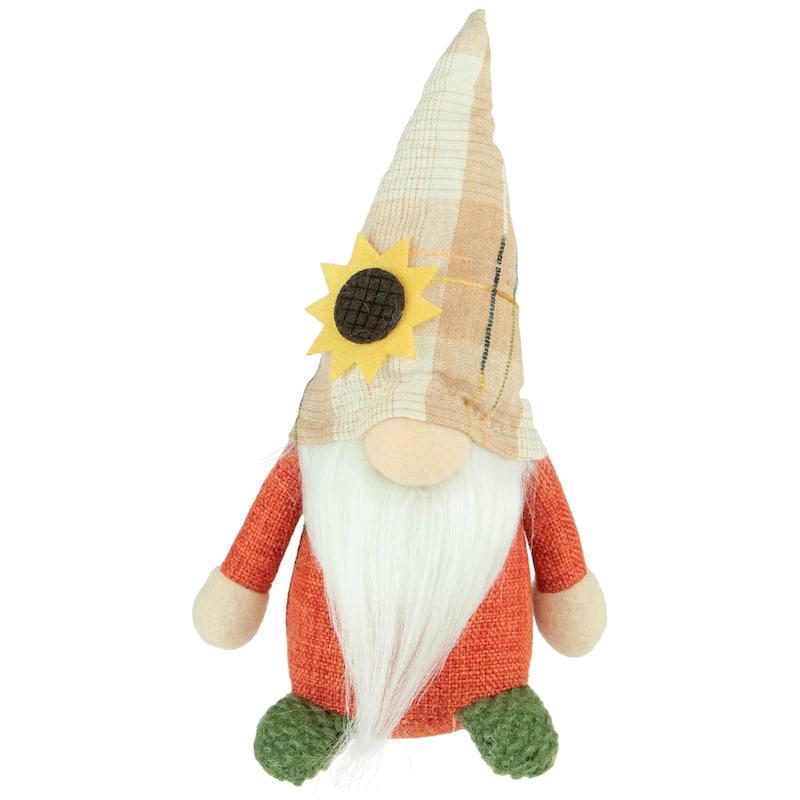 Standing Sunflower Autumn Harvest Gnome Figurine - 7.5"