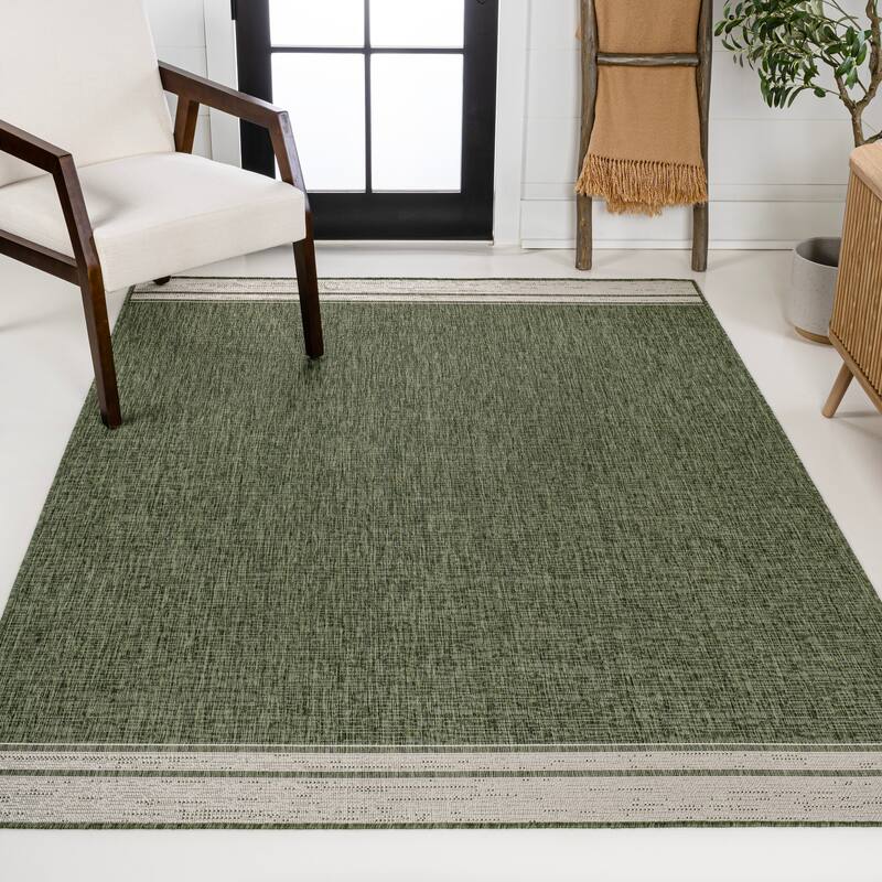 JONATHAN Y Darcy Modern Minimalist Mingled Solid Black/Cream Indoor/Outdoor Area Rug