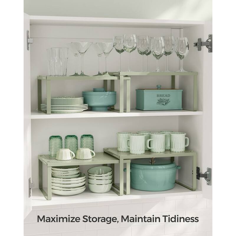 Set of 2 Stackable and Expandable Metal Kitchen Counter Shelves for Small Appliances or Spices