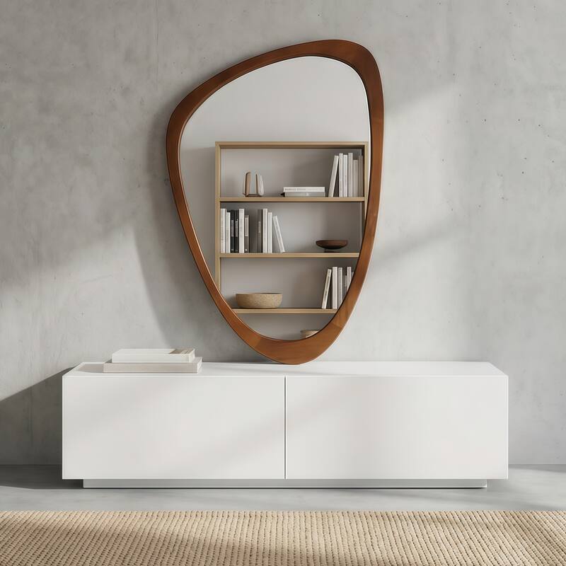 Irregular Solid Wood Frame Decorative Mirror