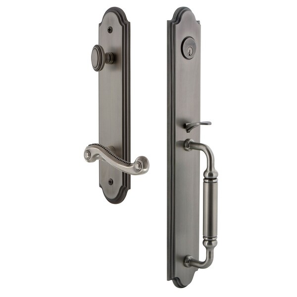 Grandeur ARCCGRNEW_ESET_238_RH Arc Solid Brass Rose Right Handed Keyed Entry Single Cylinder Full Plate "C" Grip Handleset with