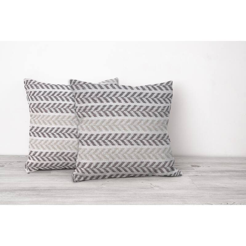Aquila Farmhouse Striped Cotton Throw Pillow by Sevita - Gray - Set of 2 - Polyester