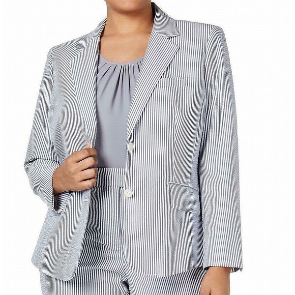 Anne Klein Women's Jacket Gray Size 22W Plus Striped Seersucker. Opens flyout.