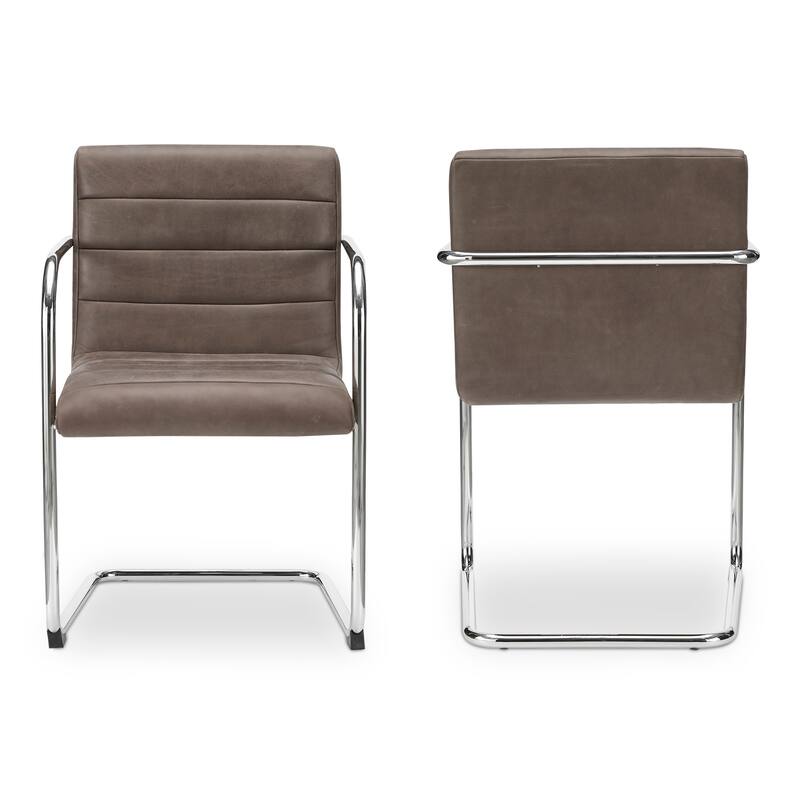 Title: NADAAL STUDIOS Cyran Dining Chair, Faux Green Upholstery, Stainless Steel Cantilever Frame - Set of 2