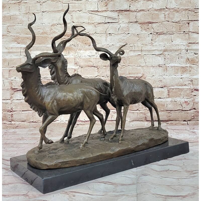 Kudu Antelope Family Gazelle African Deer Bronze Sculpture Figurine Statue