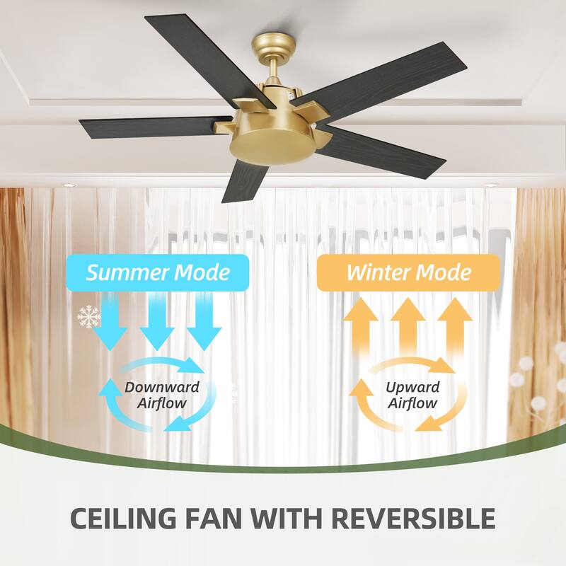 52" Modern Ceiling Fan with Wall Switch & Remote