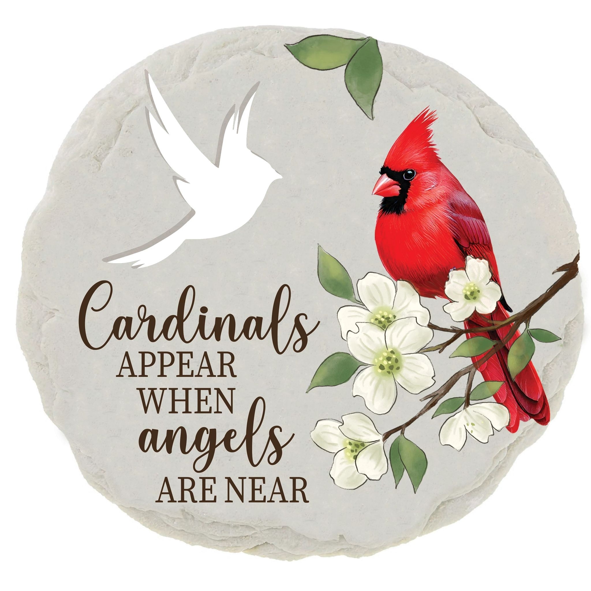 11 in. Memorial Garden Stone, Cut Out Round Cardinal