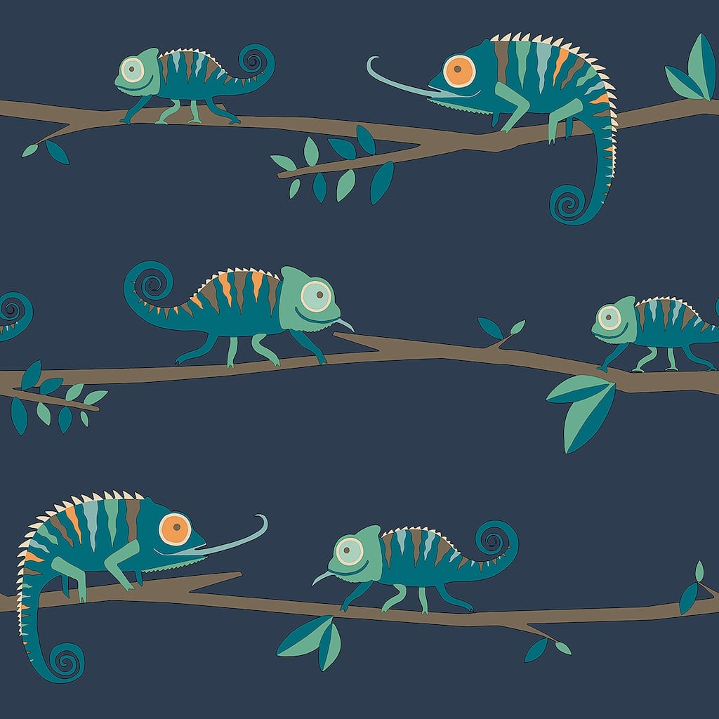 Advantage Chameleon Family Navy Canopy Stroll Wallpaper