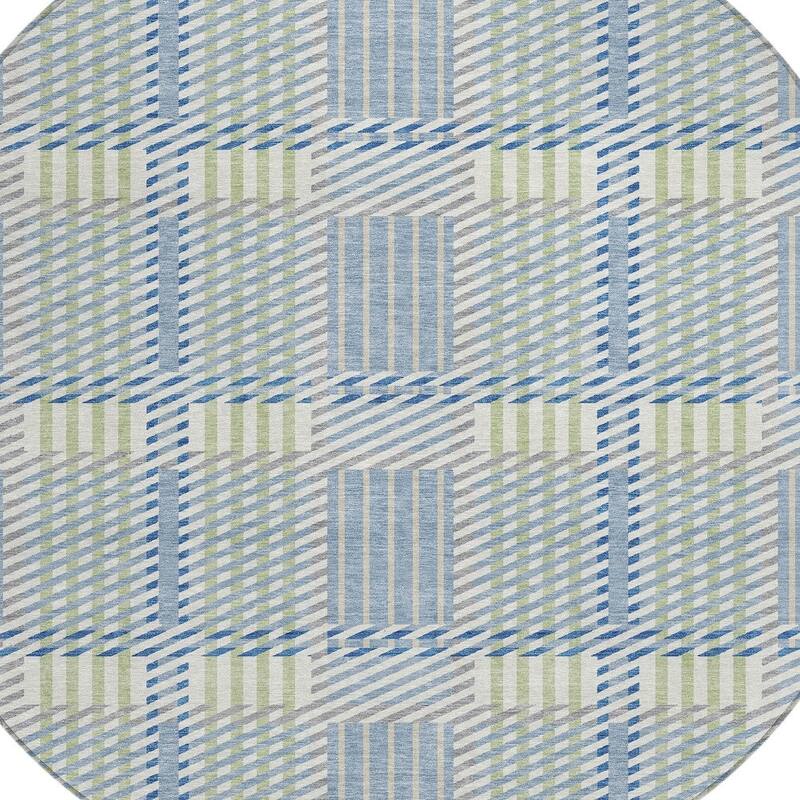 HomeRoots Plaid Transitional Rectangle Outdoor Rug