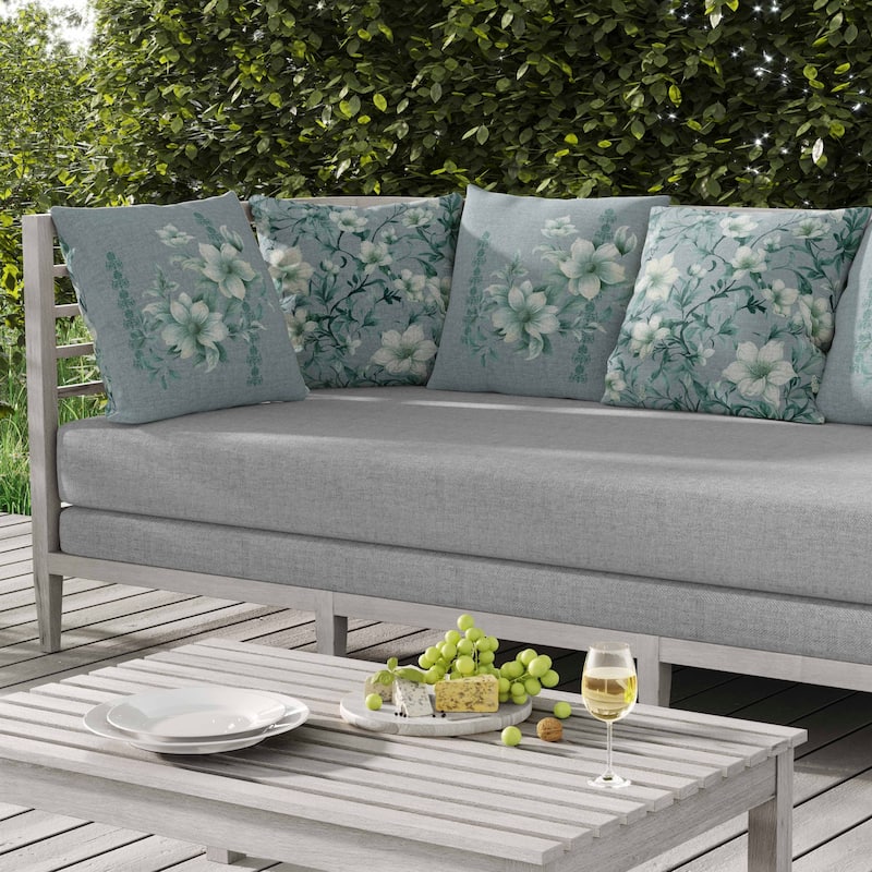 Petal Perfection Indoor/Outdoor Reversible Throw Pillow Mint and Green