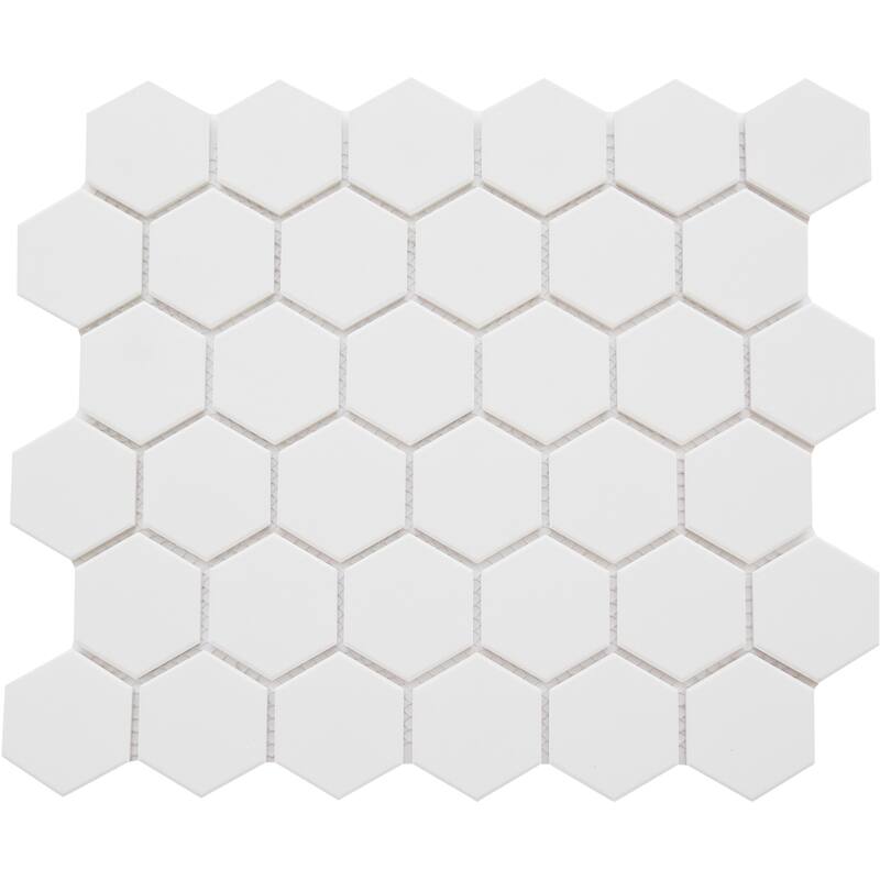 Emser Tile Rezone - 11" x 13" Hexagon Geometric Mosaic Wall Tile - - White