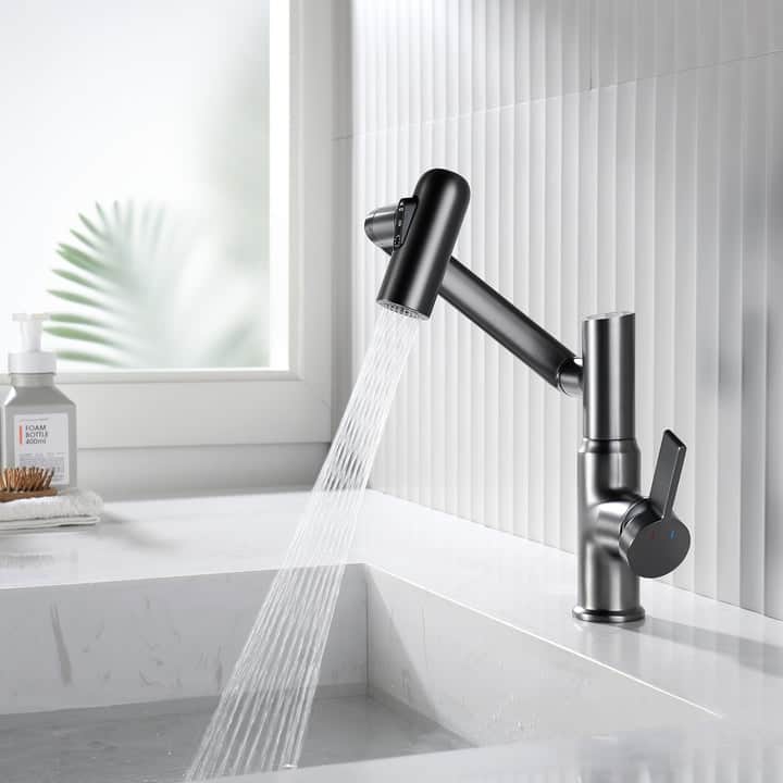 Lefton Rotatable Bathroom Faucet with Temperature Display in Fahrenheit (Batteries-Free), BF2204