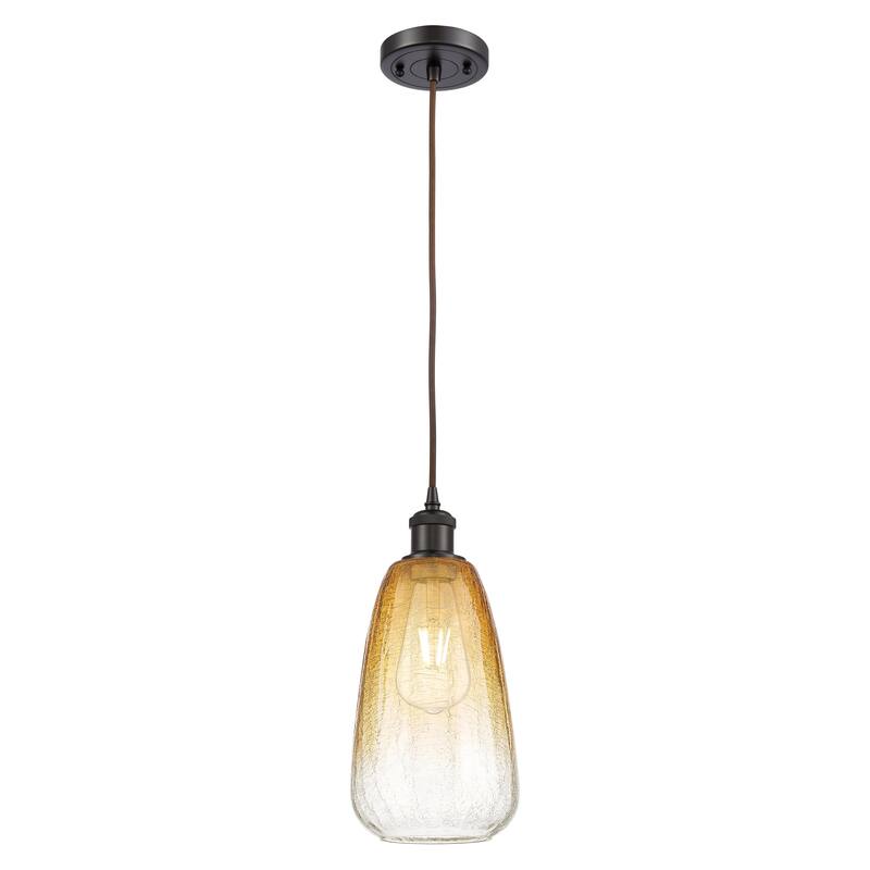 Innovations Lighting Endless Possibilities Ballston - Brookhaven Almond - 1 Light 6" Cord Hung Mini Pendant - Oil Rubbed Bronze/Amber