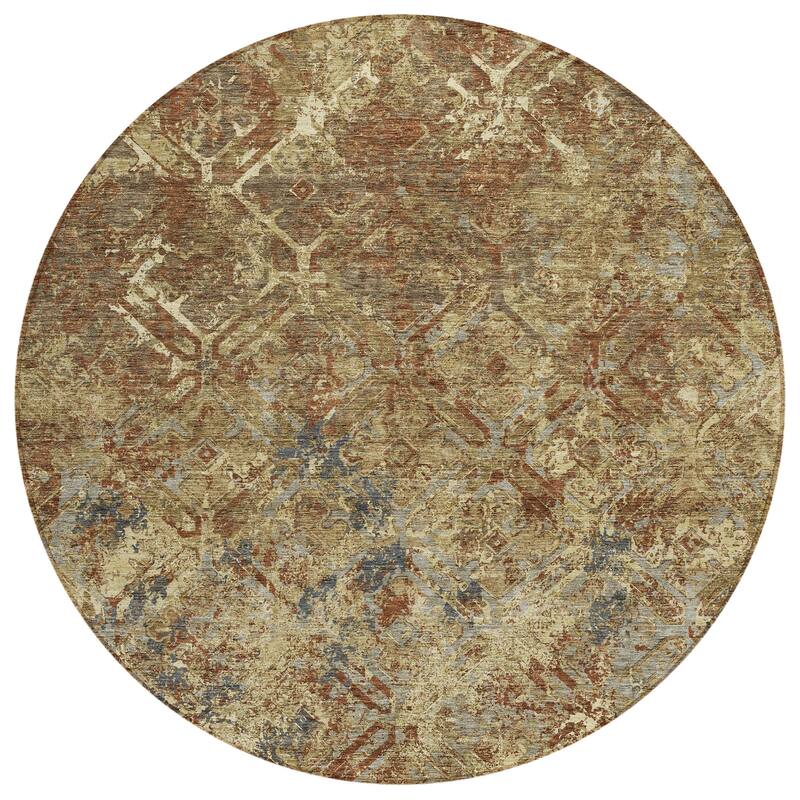 Machine Washable Indoor/ Outdoor Chantille Distressed Diamonds Rug