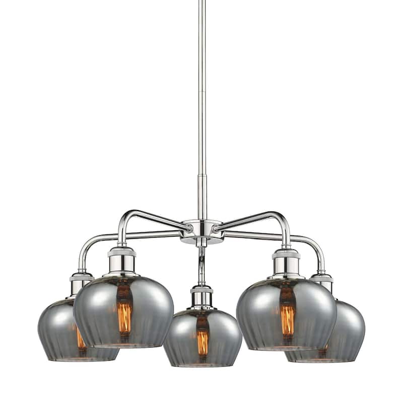 Innovations Lighting 516-5CR-14-25 Fenton Chandelier Fenton 5 Light - Polished Chrome / Plated Smoke