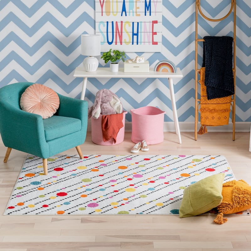 Well Woven Starbright Dandy Dots and Stripes Kids Area Rug