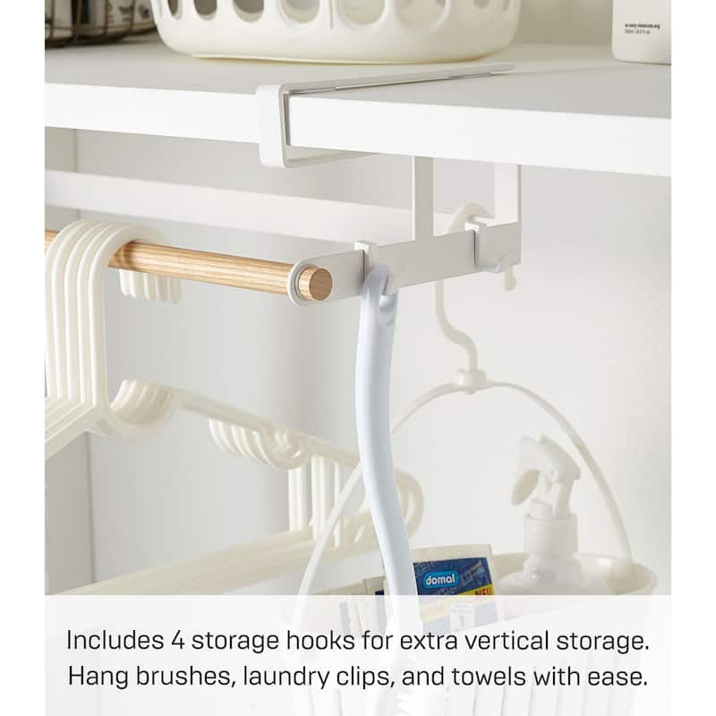 Yamazaki Home Undershelf Hanger, Steel and Wood, Up To 1" Shelf, Holds 6.6 lbs - L 6.5 x W 16.54 x H 3.94 inches