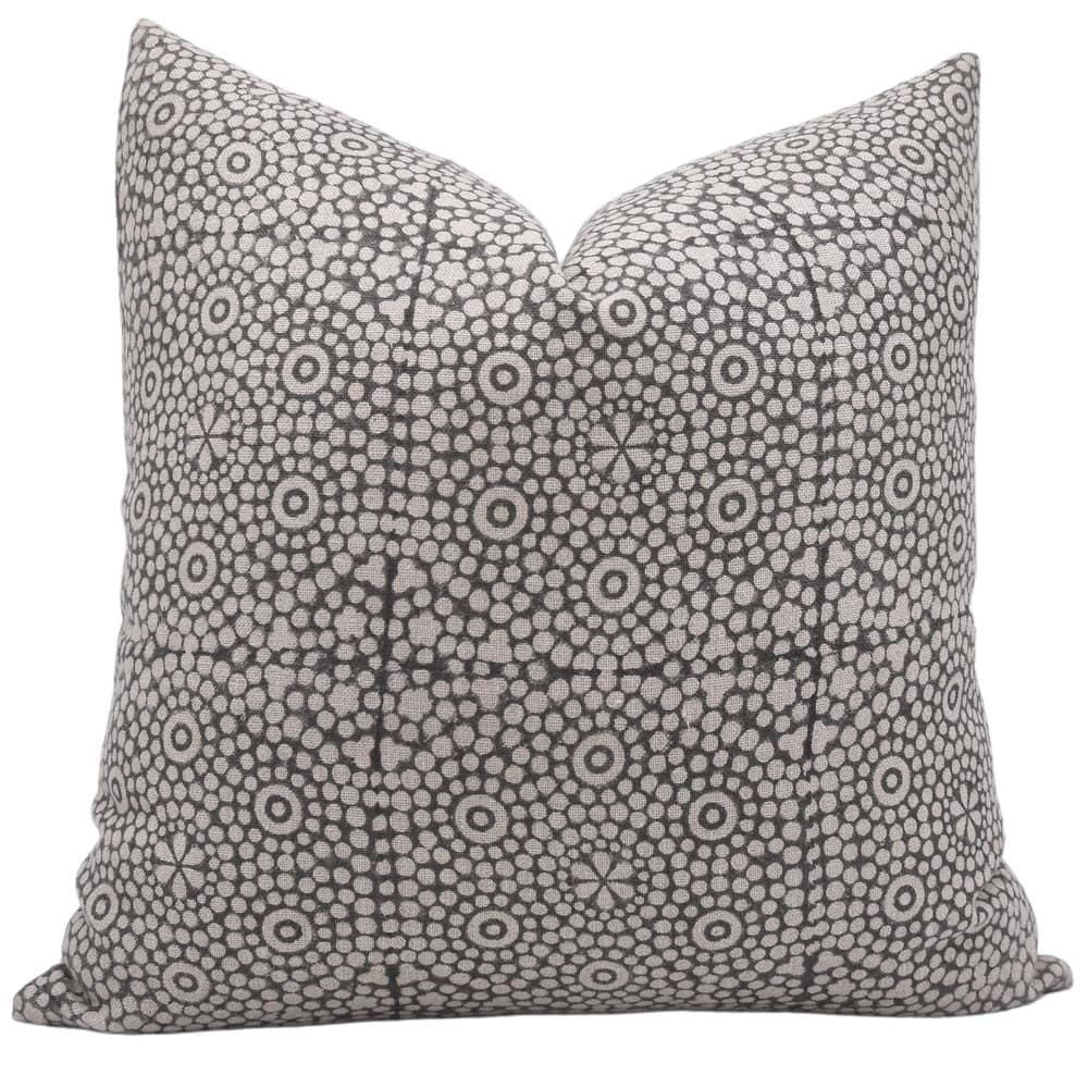 Fabdivine Bohemian Dots Block Print Throw Pillow Cover Thick Linen