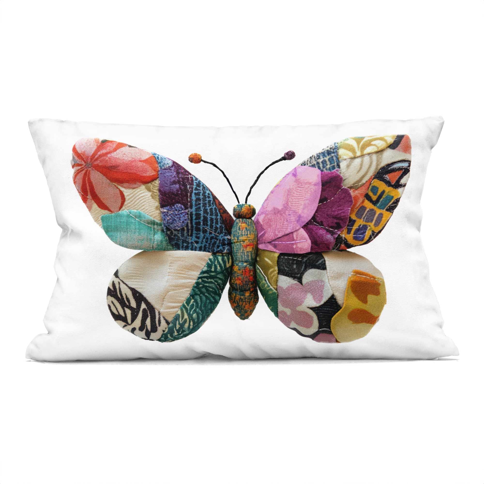 Stupell Quilt Patterned Butterfly Decorative Printed Throw Pillow Design by Annabelle Hall