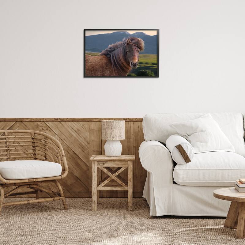 Stupell Windblown Mare in Mountain Valley Framed Giclee Art Design By Steve Toole