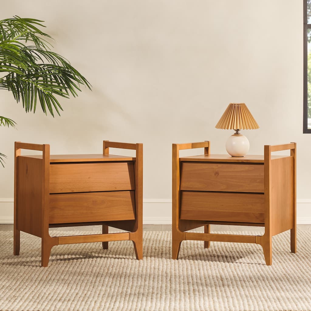 Walker Edison Mid-Century Modern Solid Wood Nightstand (Set of 2)