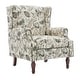 preview thumbnail 70 of 85, 2 Set Transitional Patterned Wingback Accent Chairs with NailHead