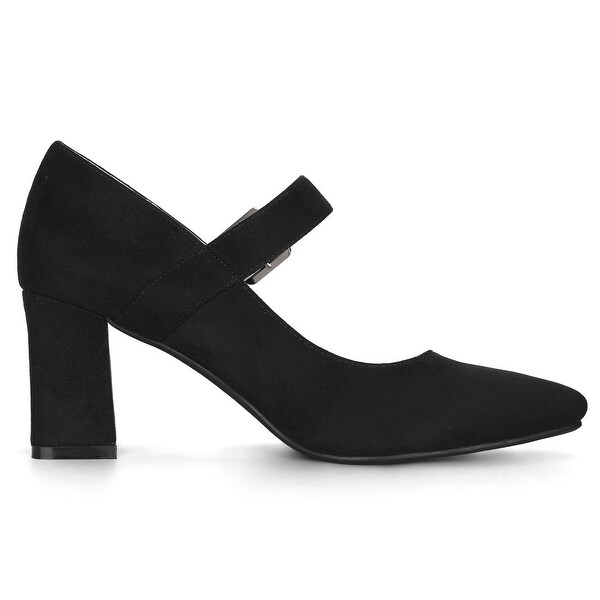 black mary jane block heel shoes