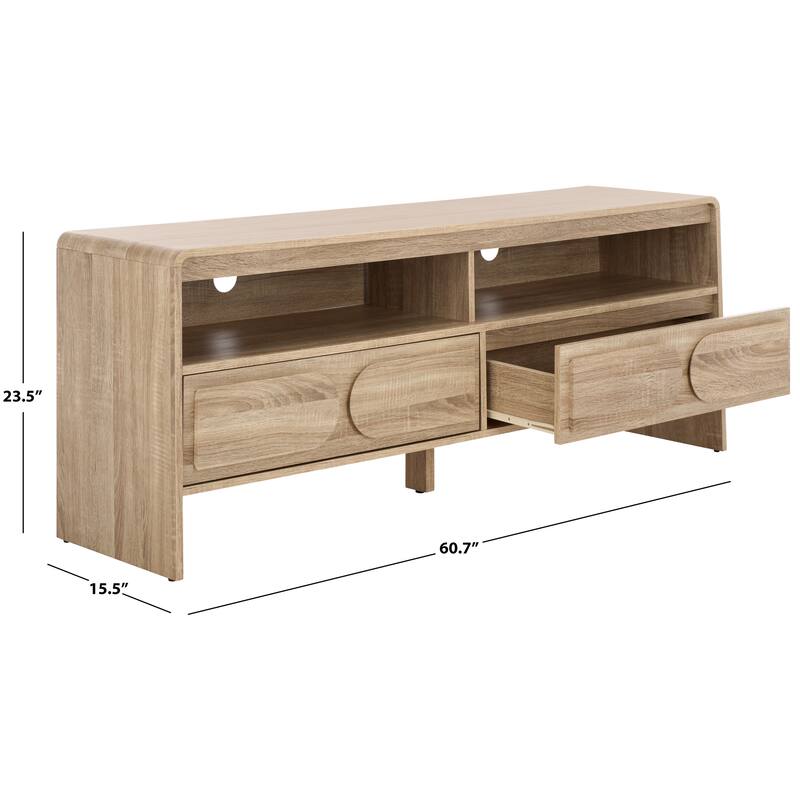 SAFAVIEH Arsenio 2-Drawer 2-Shelf Entertainment Media Stand for TVs up to 65" - 61"W x 16"D x 24"H