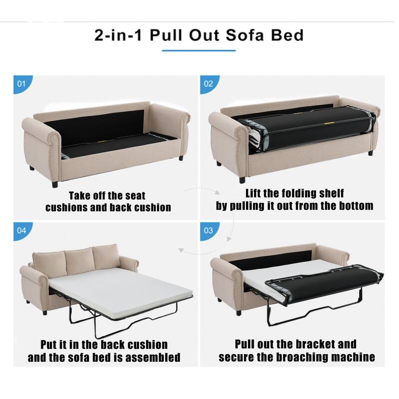 81.5" 2-in-1 Queen Convertible Sleeper Sofa Bed